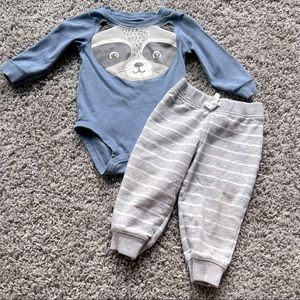 12 Month Baby Boy Raccoon Two Piece Outfit